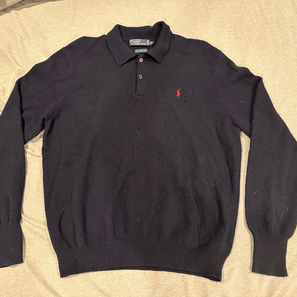 Ralph Lauren Black Wool Polo Sweater